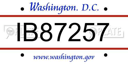 IB87257 District Of Columbia License Plate