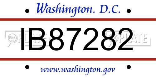 IB87282 District Of Columbia License Plate