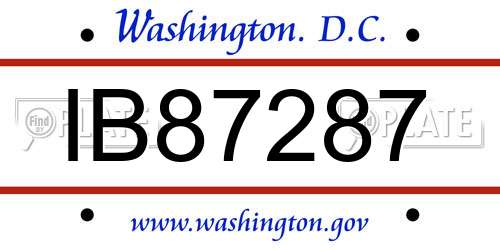IB87287 District Of Columbia License Plate