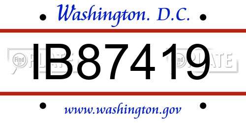 IB87419 District Of Columbia License Plate