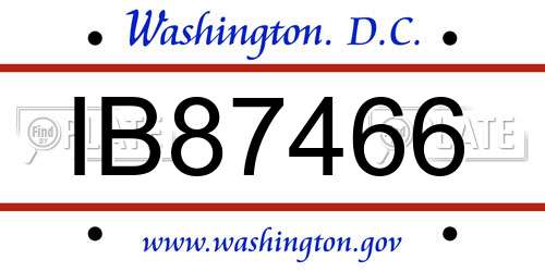 IB87466 District Of Columbia License Plate
