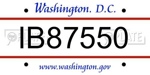 IB87550 District Of Columbia License Plate