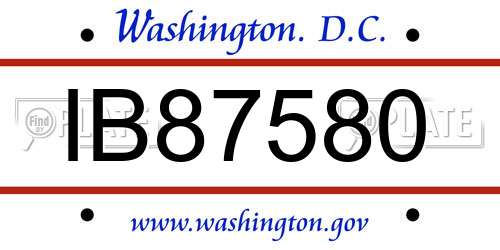 IB87580 District Of Columbia License Plate