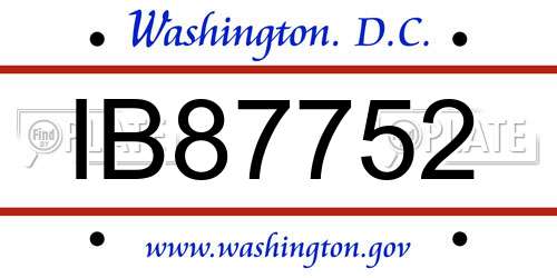 IB87752 District Of Columbia License Plate