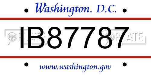 IB87787 District Of Columbia License Plate