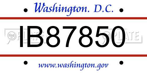 IB87850 District Of Columbia License Plate