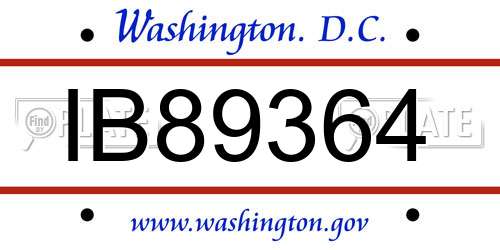 IB89364 District Of Columbia License Plate