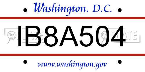 IB8A504 District Of Columbia License Plate