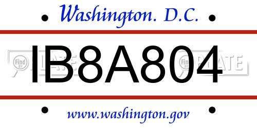 IB8A804 District Of Columbia License Plate