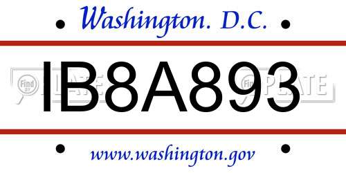 IB8A893 District Of Columbia License Plate