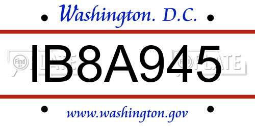 IB8A945 District Of Columbia License Plate