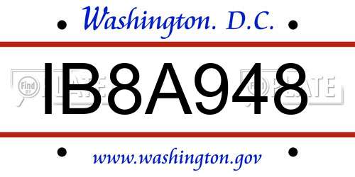 IB8A948 District Of Columbia License Plate