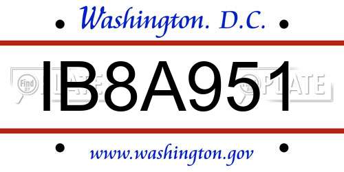 IB8A951 District Of Columbia License Plate