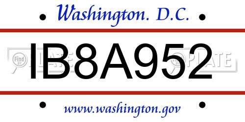 IB8A952 District Of Columbia License Plate