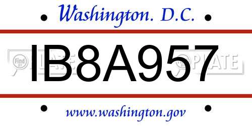 IB8A957 District Of Columbia License Plate