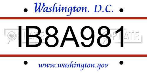 IB8A981 District Of Columbia License Plate