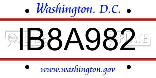 IB8A982 District Of Columbia License Plate