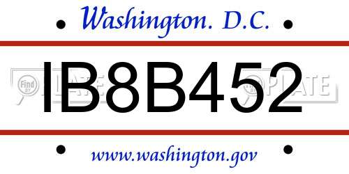 IB8B452 District Of Columbia License Plate