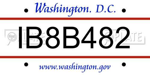IB8B482 District Of Columbia License Plate