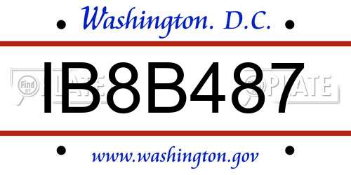 IB8B487 District Of Columbia License Plate