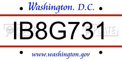 IB8G731 District Of Columbia License Plate