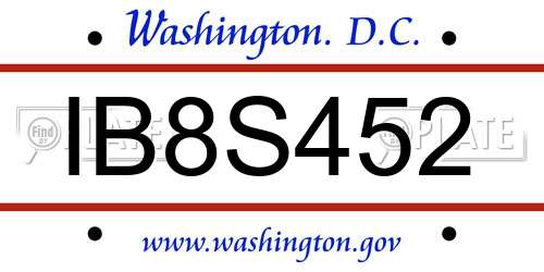 IB8S452 District Of Columbia License Plate