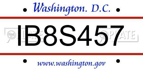 IB8S457 District Of Columbia License Plate