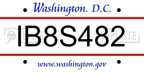 IB8S482 District Of Columbia License Plate