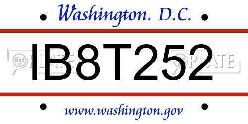 IB8T252 District Of Columbia License Plate