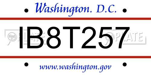 IB8T257 District Of Columbia License Plate