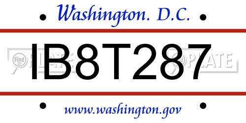 IB8T287 District Of Columbia License Plate