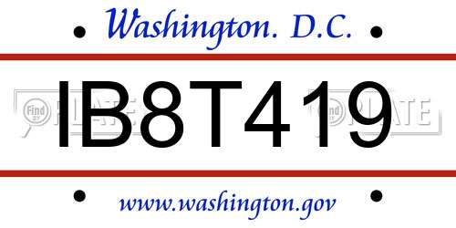 IB8T419 District Of Columbia License Plate