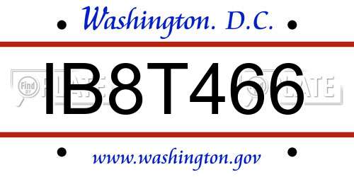 IB8T466 District Of Columbia License Plate