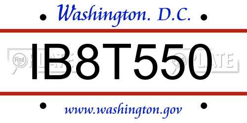 IB8T550 District Of Columbia License Plate
