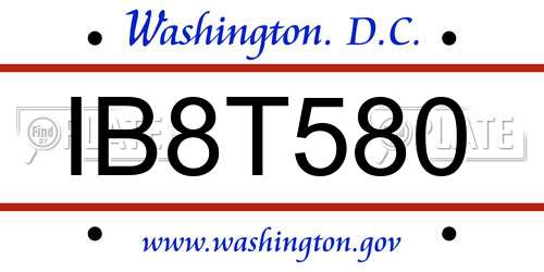 IB8T580 District Of Columbia License Plate