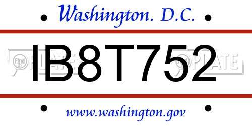 IB8T752 District Of Columbia License Plate