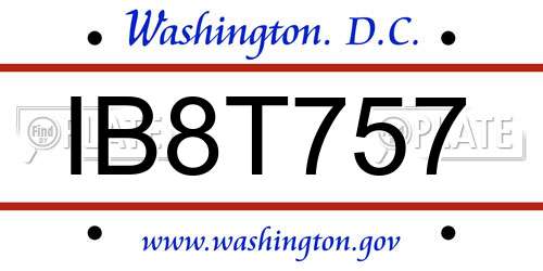 IB8T757 District Of Columbia License Plate