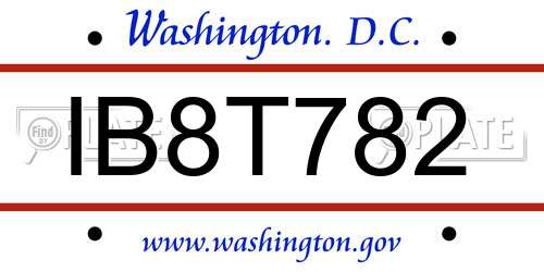 IB8T782 District Of Columbia License Plate