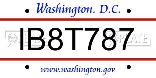 IB8T787 District Of Columbia License Plate