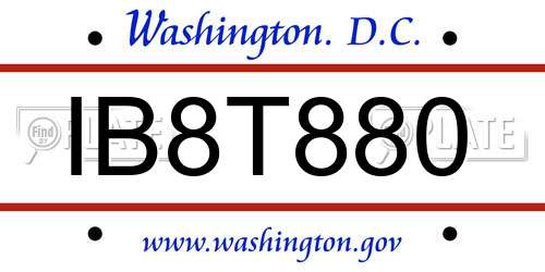 IB8T880 District Of Columbia License Plate