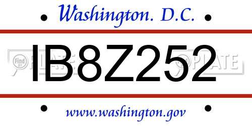 IB8Z252 District Of Columbia License Plate
