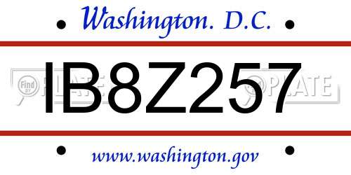 IB8Z257 District Of Columbia License Plate