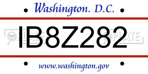 IB8Z282 District Of Columbia License Plate