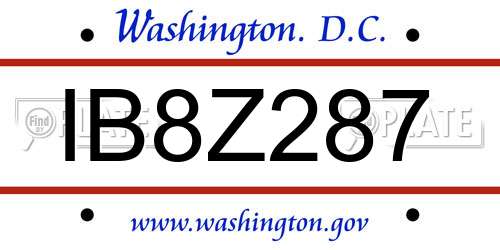 IB8Z287 District Of Columbia License Plate