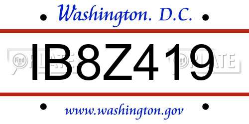 IB8Z419 District Of Columbia License Plate