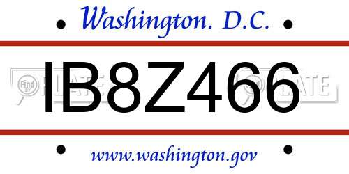IB8Z466 District Of Columbia License Plate