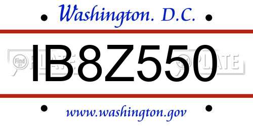 IB8Z550 District Of Columbia License Plate