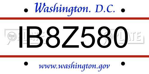 IB8Z580 District Of Columbia License Plate