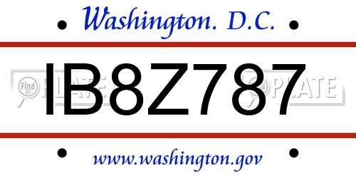 IB8Z787 District Of Columbia License Plate