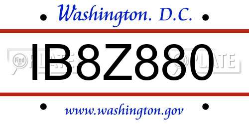 IB8Z880 District Of Columbia License Plate